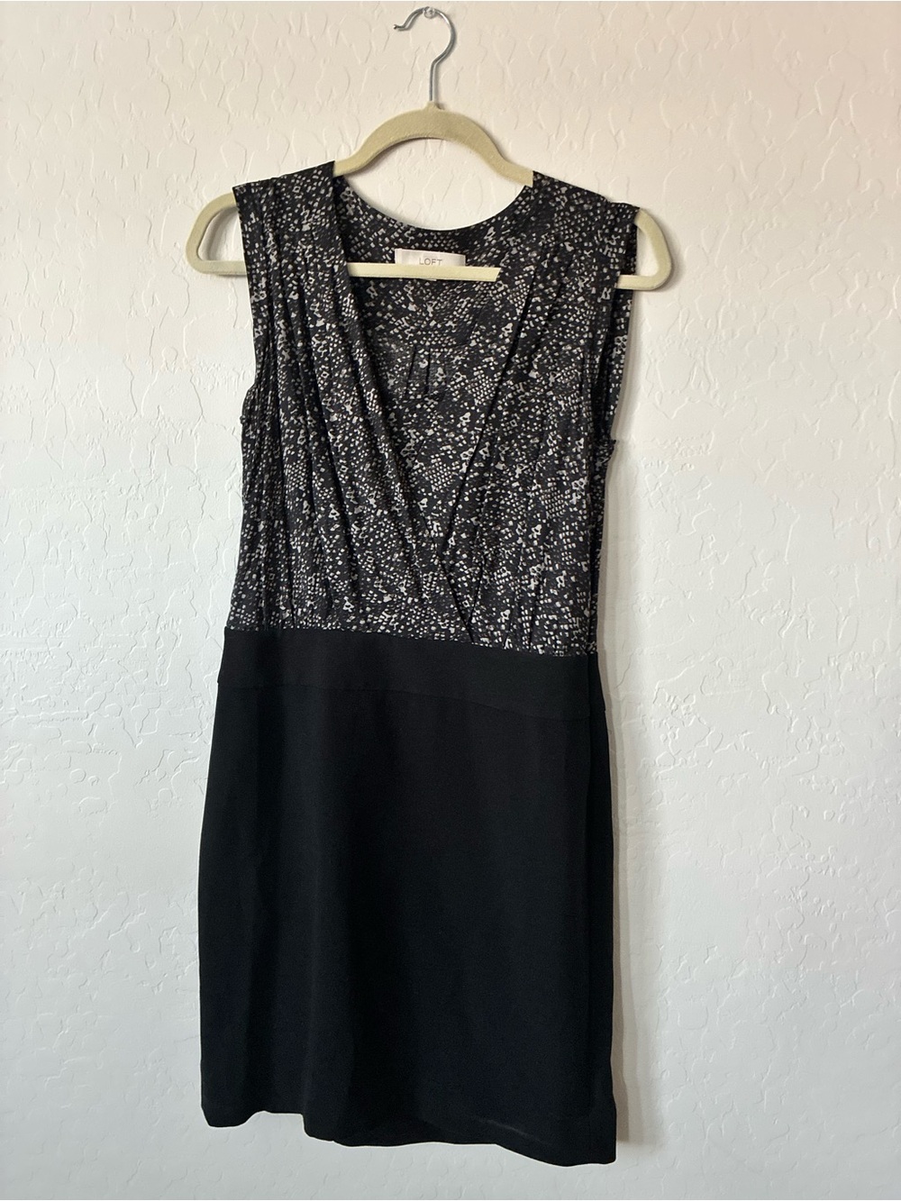 LOFT Black Sheath Dress with Speckled Bodice